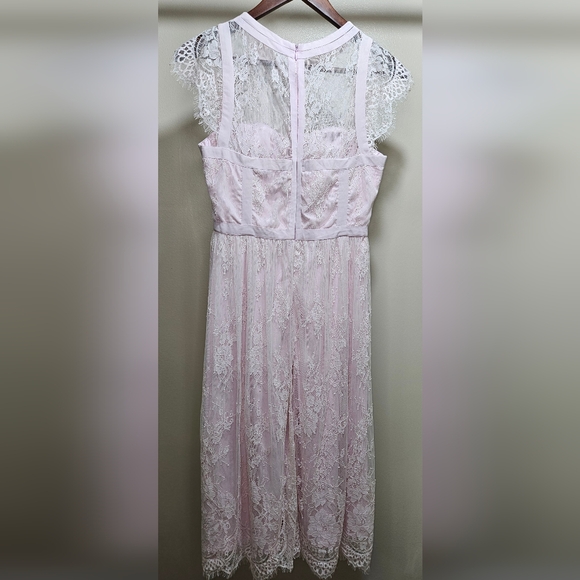 Parker Tesoro Dress LIght Pink Lace Midi Size 4 - Picture 3 of 7